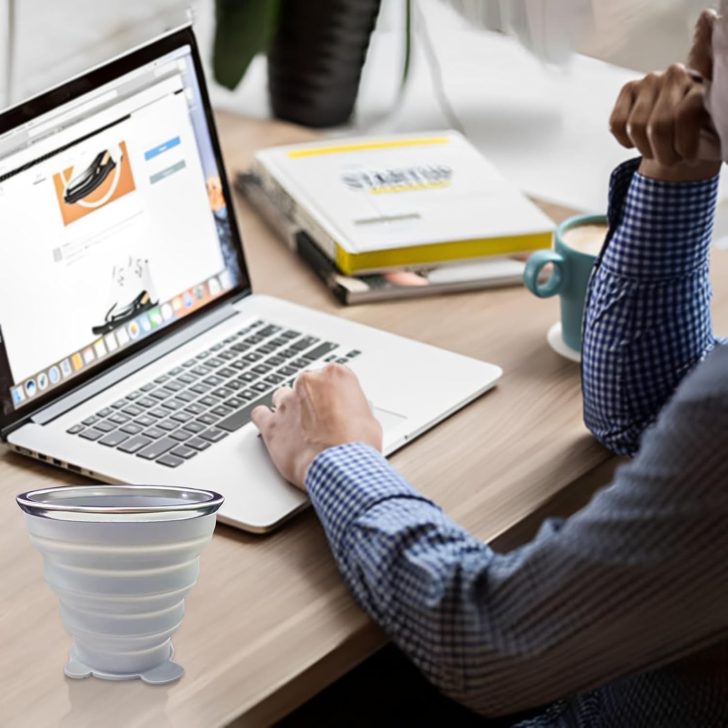 2 Pcs Collapsible Cups, Silicone 180+180, Grey&Green