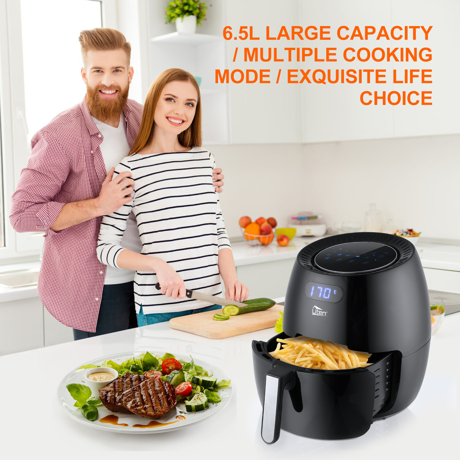 UTEN Large Air Fryer XXL 1700W 5.8QT/6.9QT Oven Hot Electric Air Fryer Cooker US