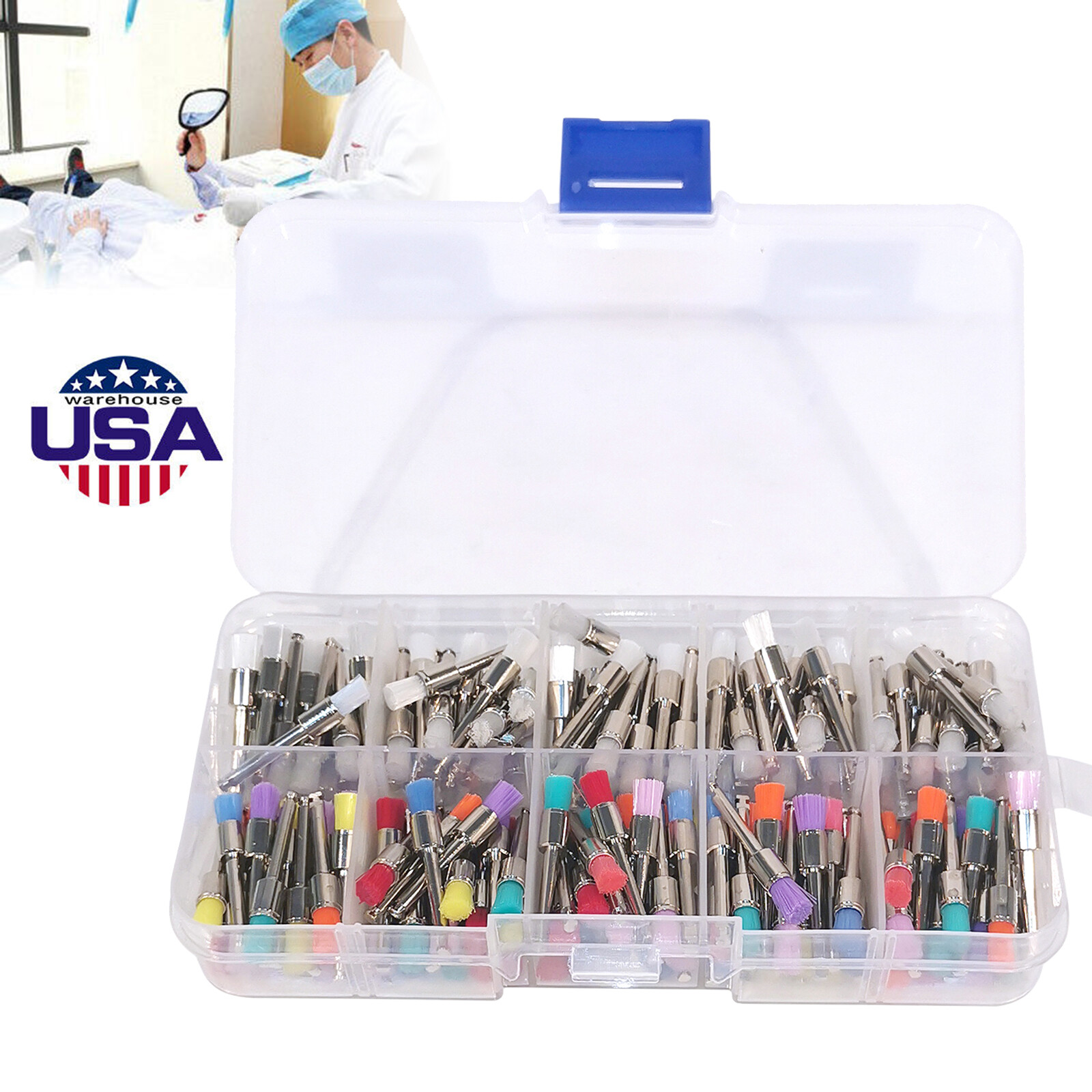 200Pcs Dental Nylon Materials Closure Flat Polishing Prophylaxis Brushes OR-USA