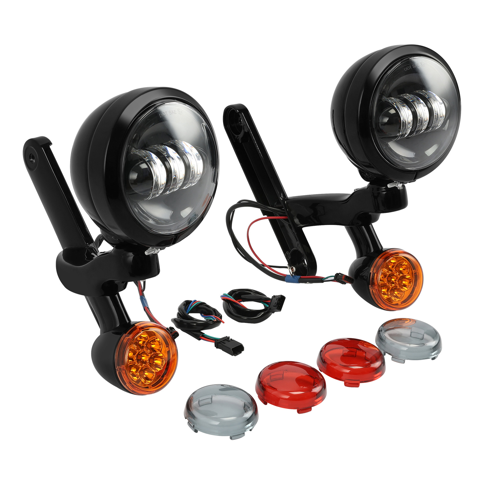 4.5"Auxiliary LED Spot Fog Light Turn Signal For Harley Electra Road Glide 94-24
