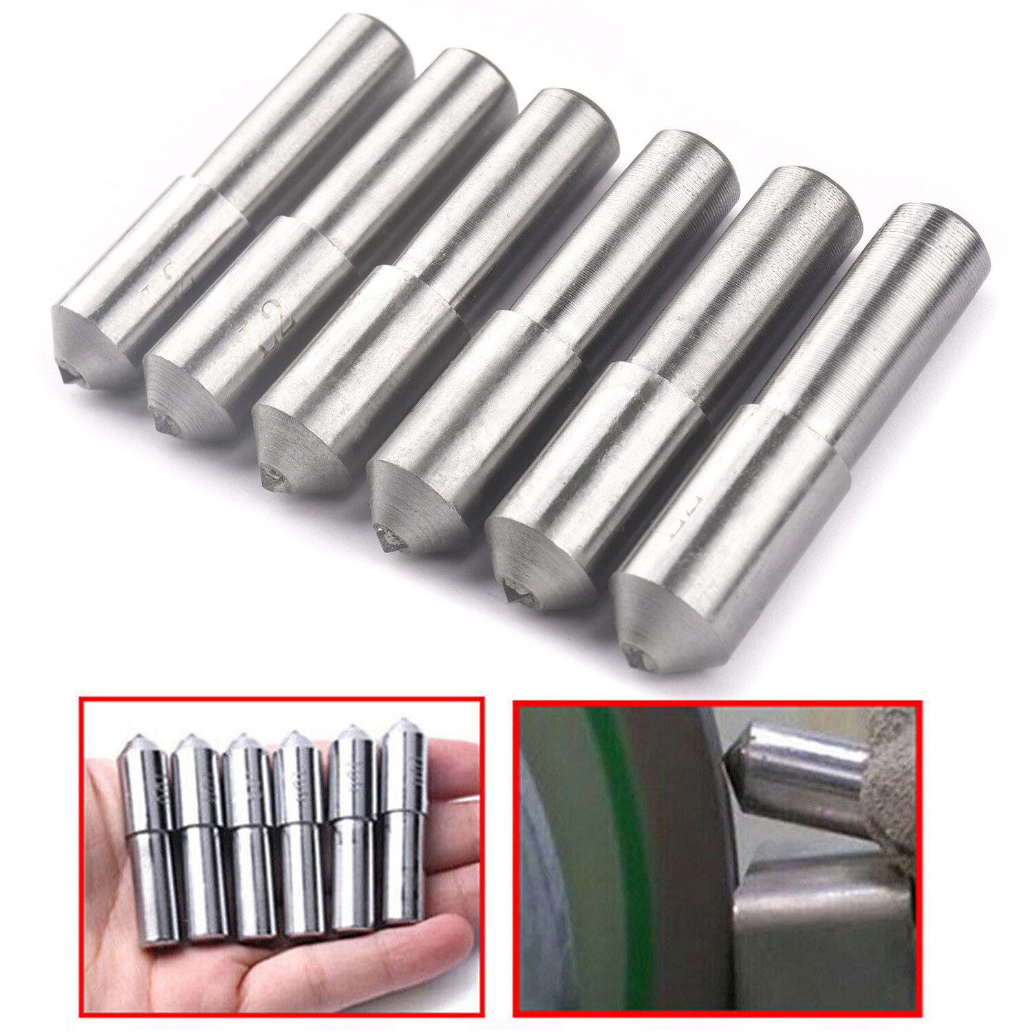 6pcs Natural Single Point Diamond Dresser Grinding Wheel Disc Dressing Pen Tool
