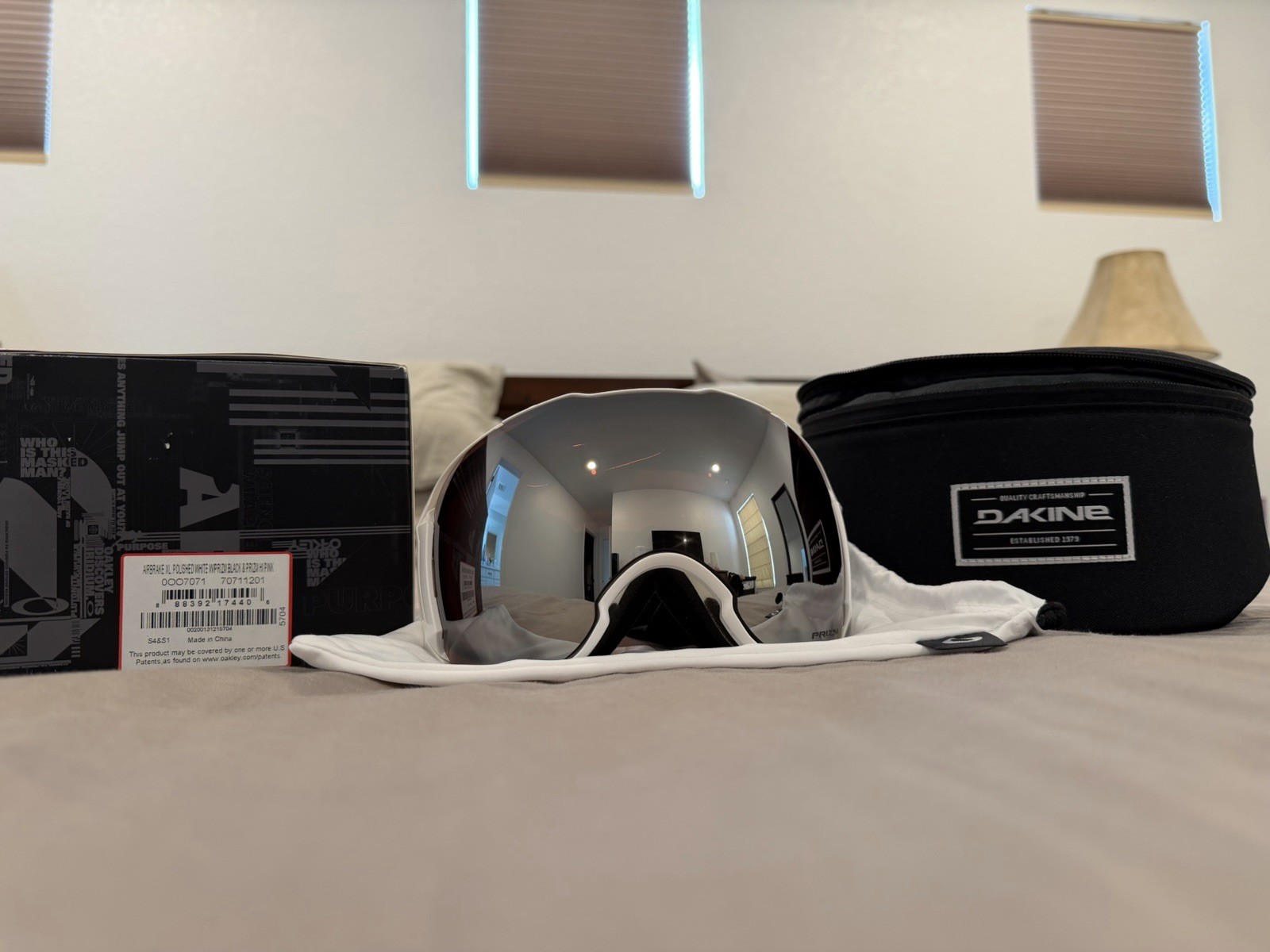 Oakley Airbrake Xl Polished White With Prizm Black Iridium Lens And Dakine Case