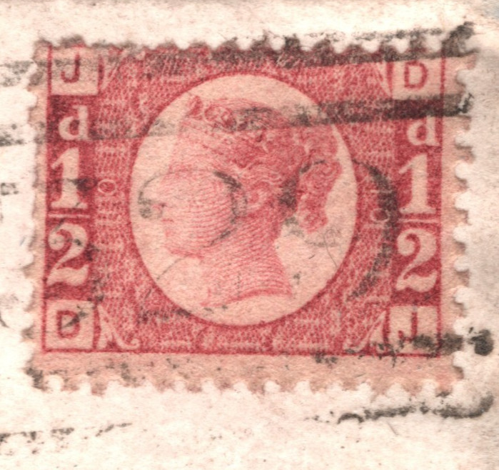 GB QV BANTAM ½d Plate 10 (DJ) Cover TRANENT Duplex 1874 Edinr Scotland XB48