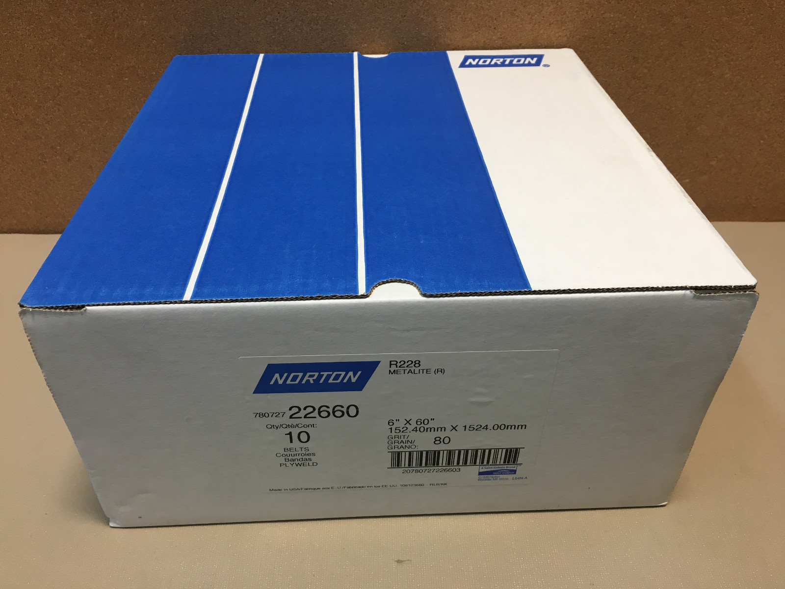 Norton 78072722660 6" x 60"  80 Grit Aluminum Oxide Abrasive Belts QTY 10 Belts