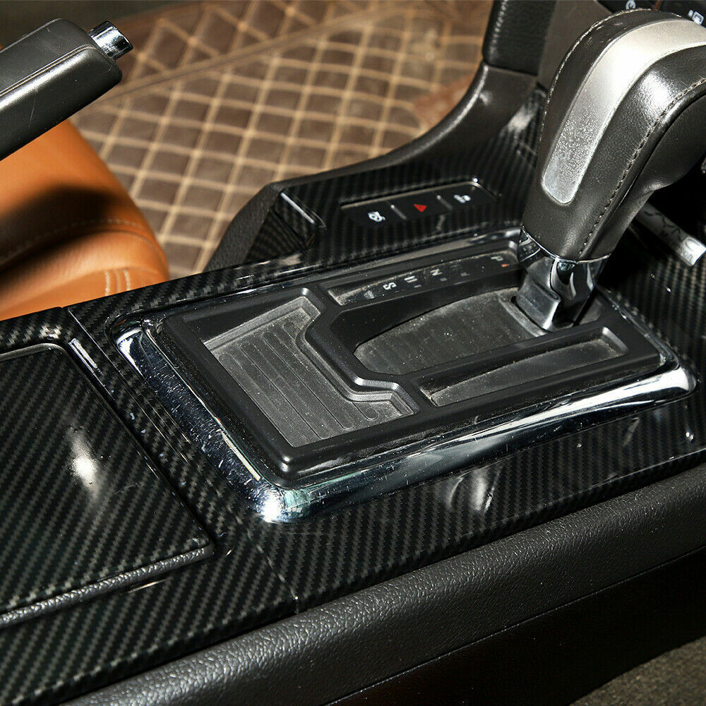 Carbon Fiber Center Console Gear Shift Cup Holder Trim for 2010-14 Ford Mustang