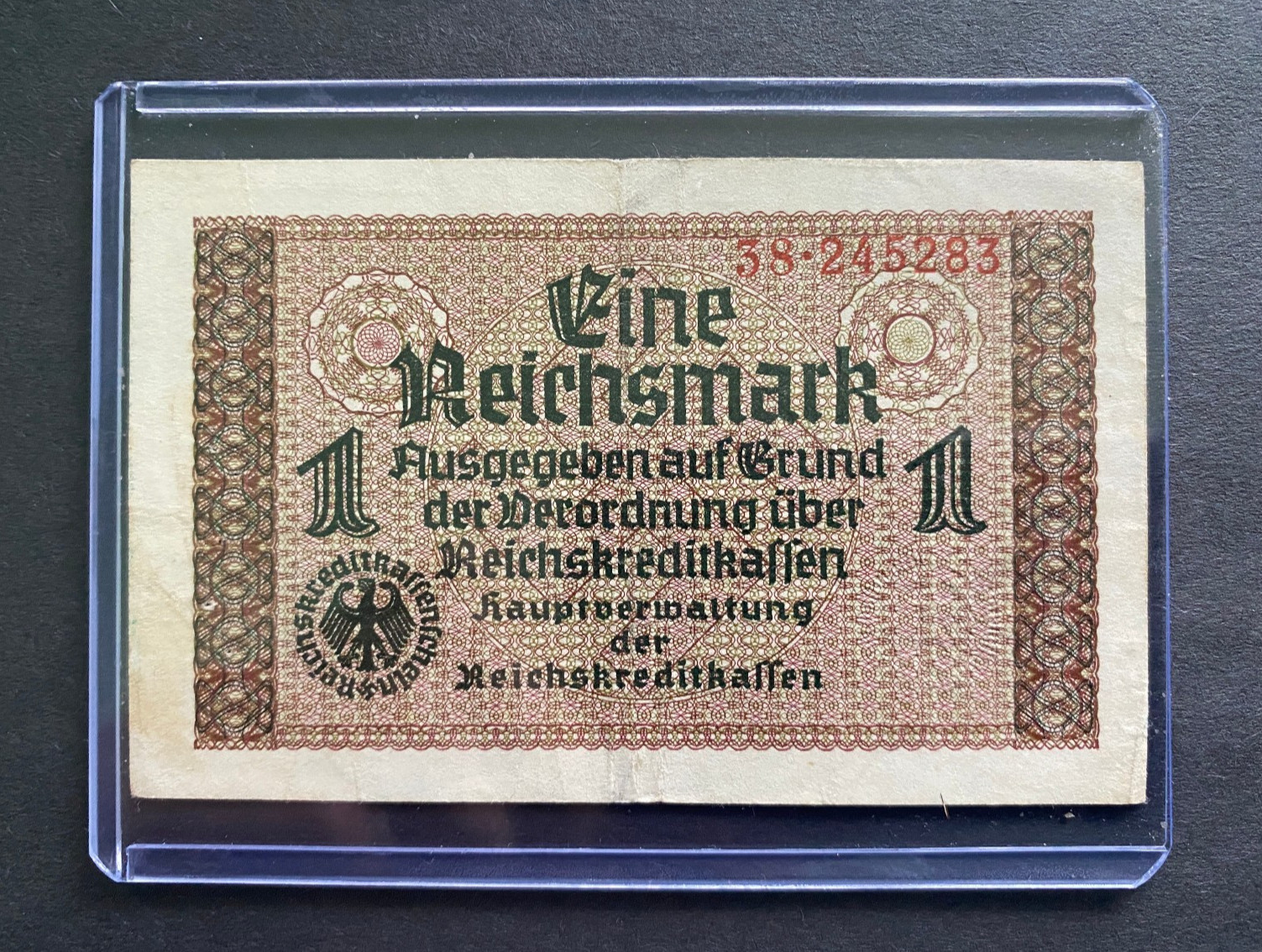 WWII Germany 1 Reichsmark 1940–1945 Reichskreditkassen Note Rare WWII Issue