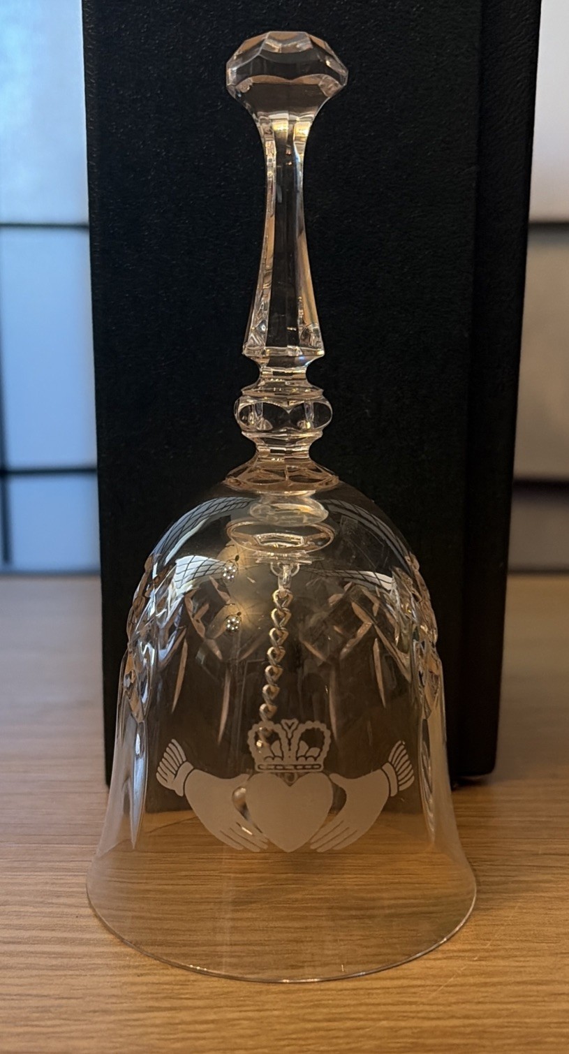 Original GALWAY Cut Crystal Bell Hands Heart Crown Claddagh Etched IRELAND
