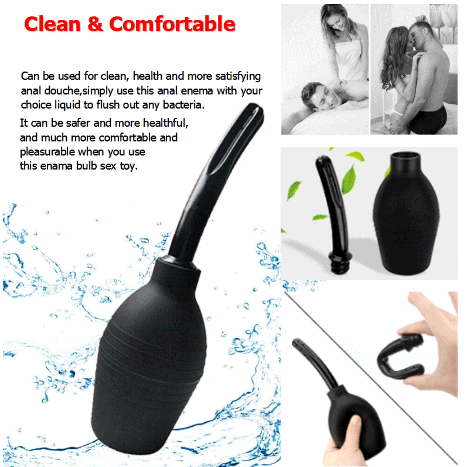 Anal Vaginal Bulb Douche Colonic Irrigation Rubber Enema Bag Cleaner Kit for Men