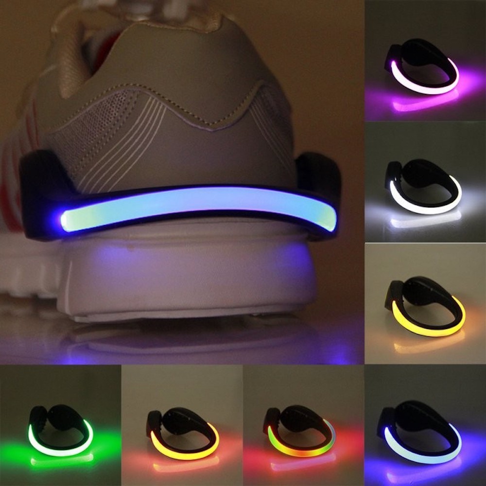 (1 PAIR) LED SHOE Light glow CLIPS for night safety leg running walking jogging