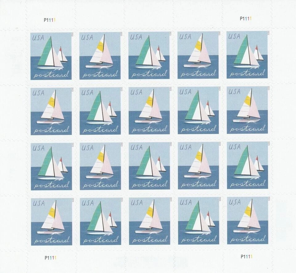 LOWEST PRICE  SAILBOATS Sheet of 20 Postcard Rate Forever Stamps MNH #5747-5748