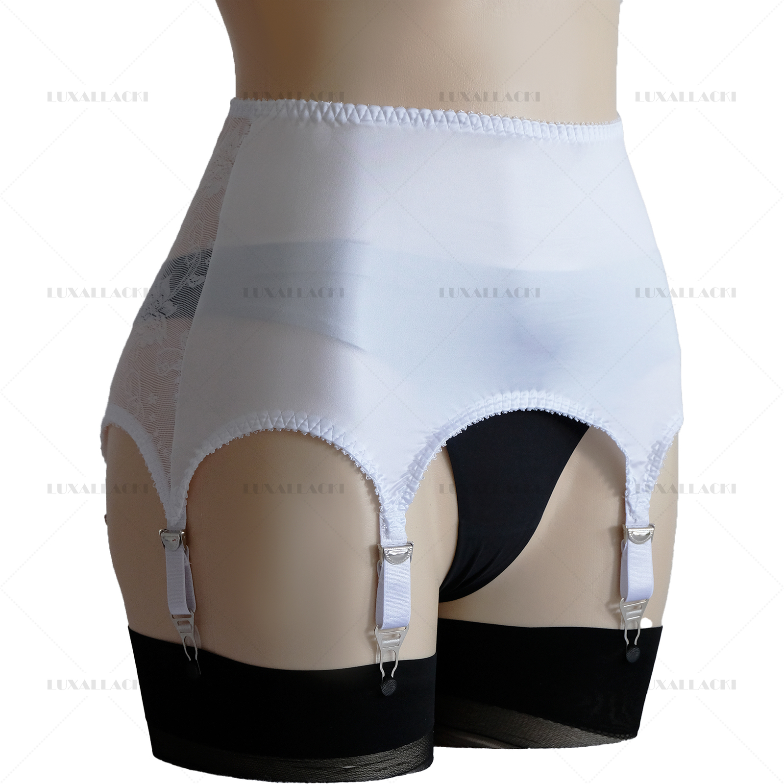 Luxallacki Classic Satin Lace Garter Belt 6 Straps Sexy Waist Girdle (3 Colors)