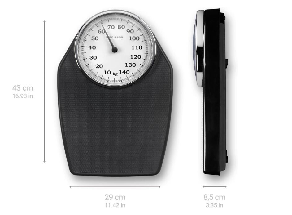 KG Bathroom Scale - Medisana Mechanical PS 100 Black (No Batteries Needed) NIB