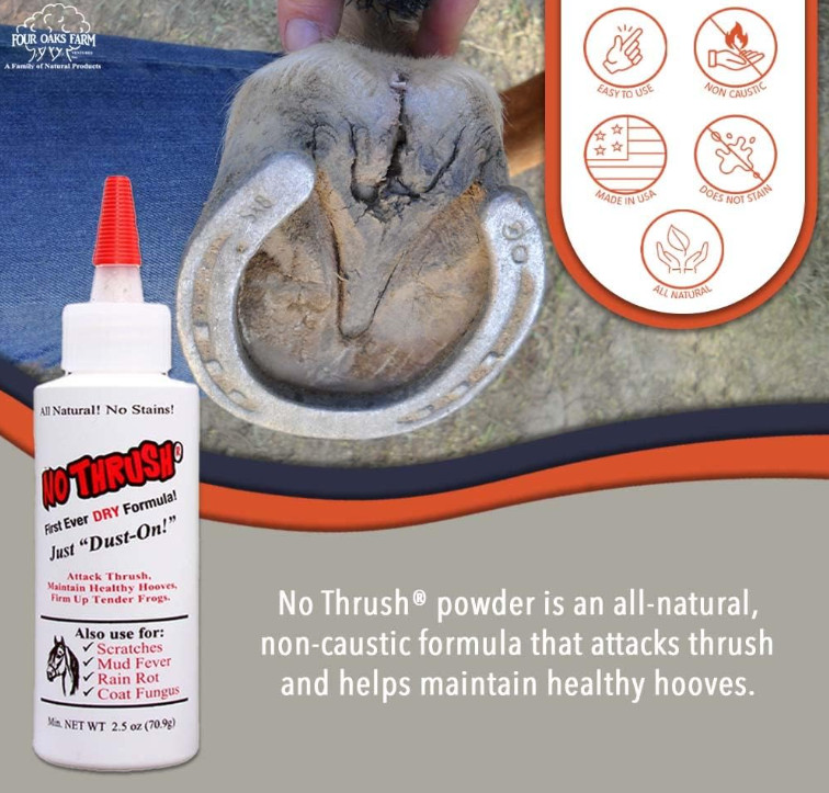 No Thrush Dry Powder Treatment for Horses by Four Oaks Farm Ventures - 2.5oz