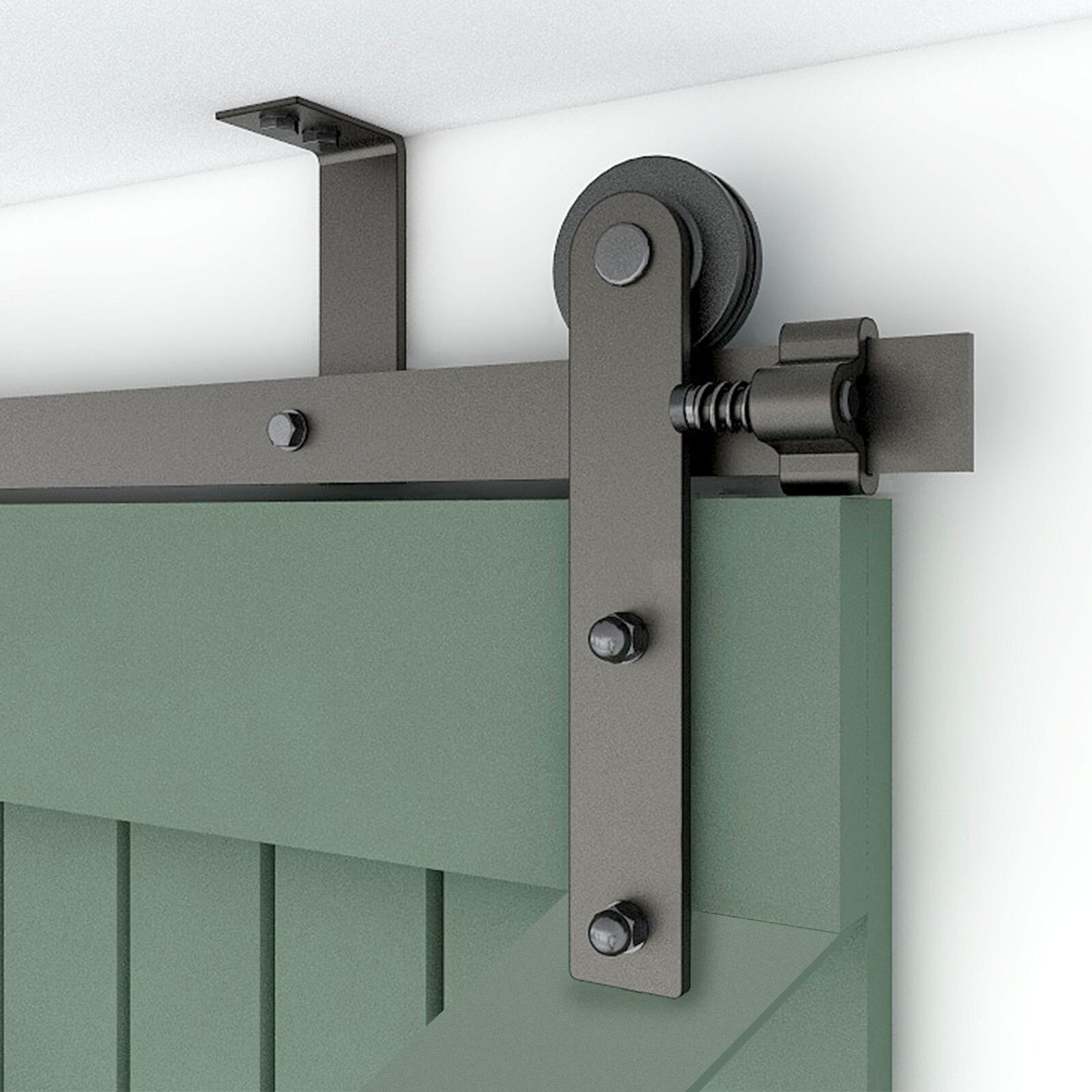 4FT-20FT Sliding Barn Door Hardware Kit Track Roller Closet Ceiling Mount Rail