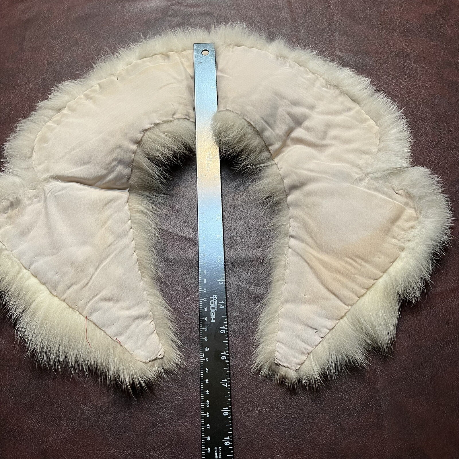 Natural Beige White Fur Shawl Collar Lapel