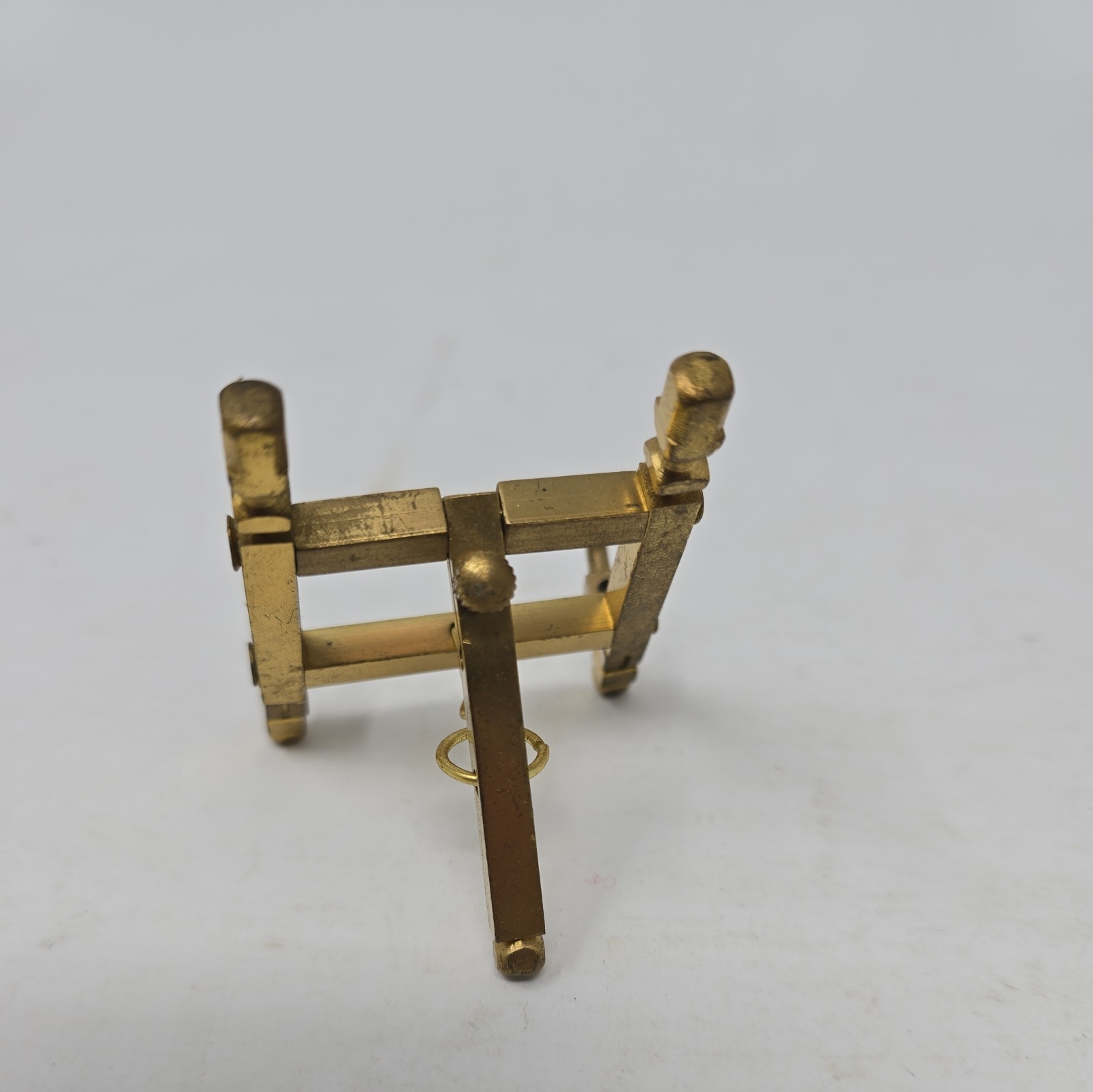 Vintage Solid Brass Gold Tabletop Display Easel Stand Folding 2.75" x 2.5"