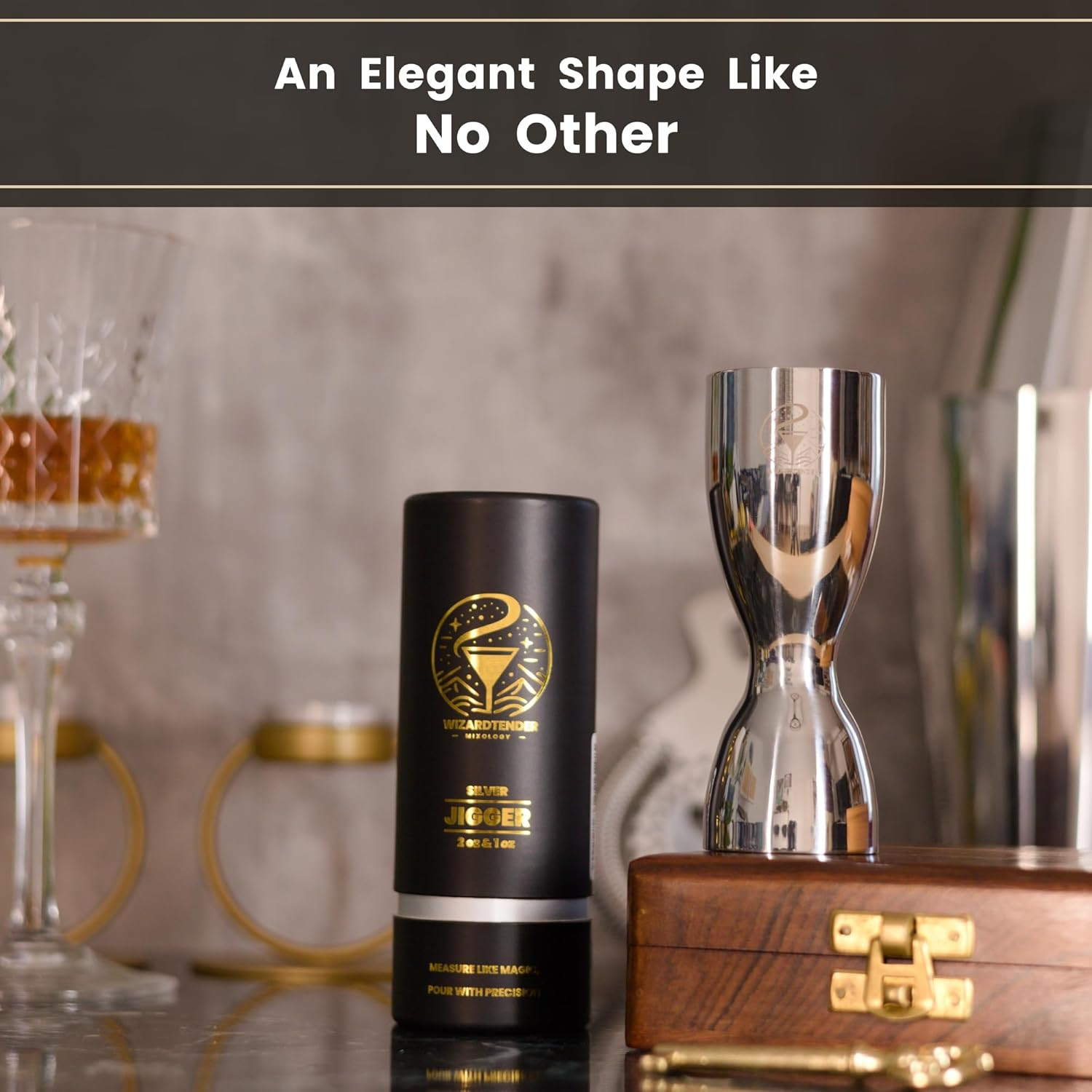 Cocktail Jigger for Bartending | Bar 2 oz 1 Standard, Glossy Silver