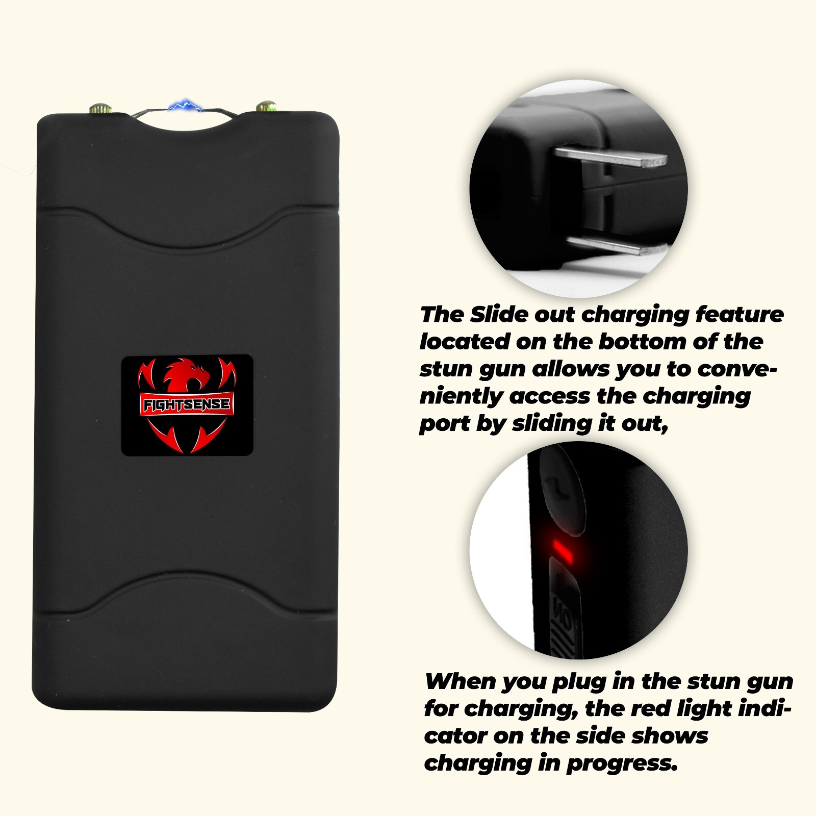 Self Defense Stun Gun with LED Flashlight & 10MV Max Power Rechargeable battery