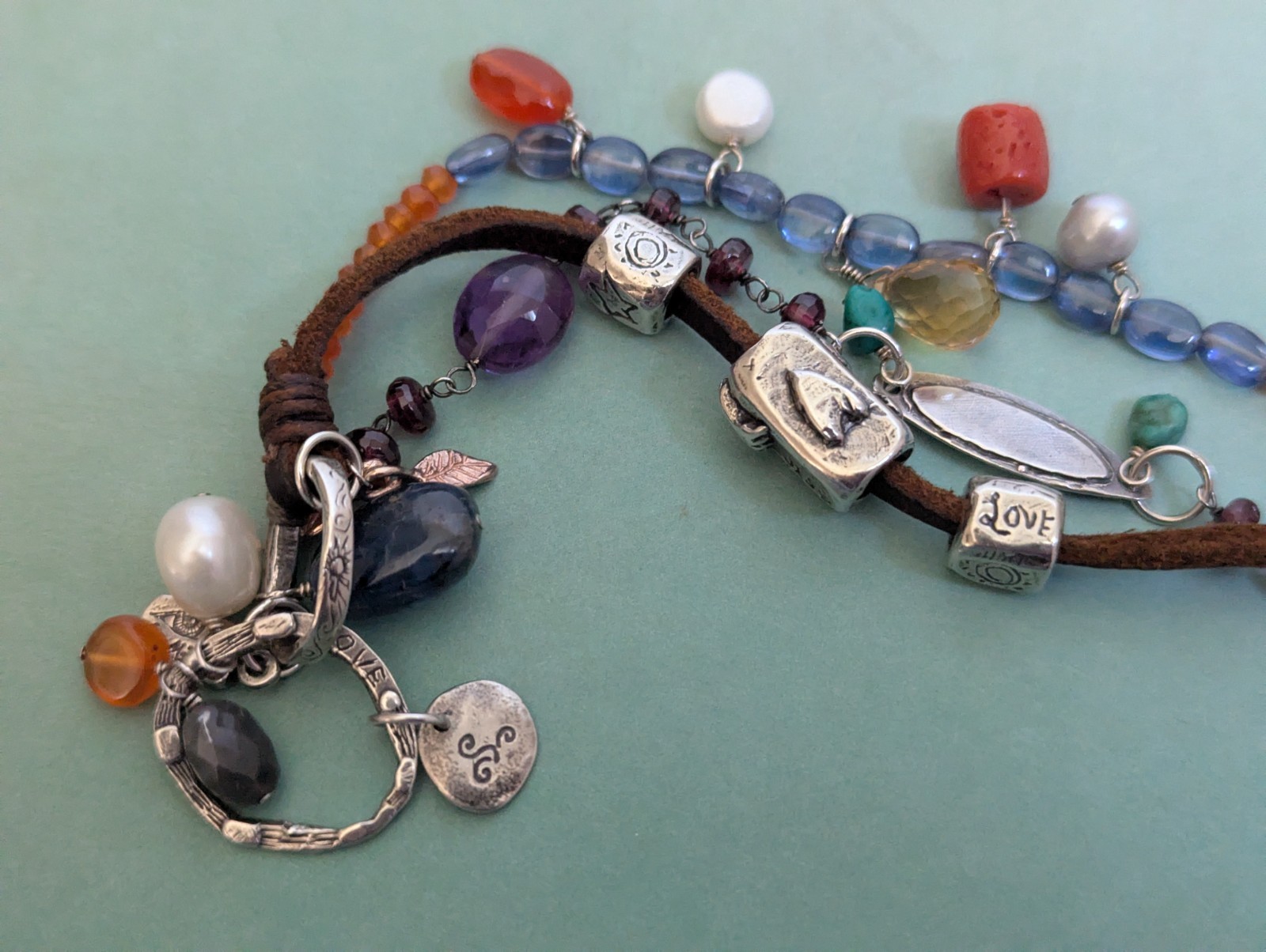 Jes MaHarry Sundance Catalog "Pacific Highway" Mixed Gemstone Sterling Bracelet