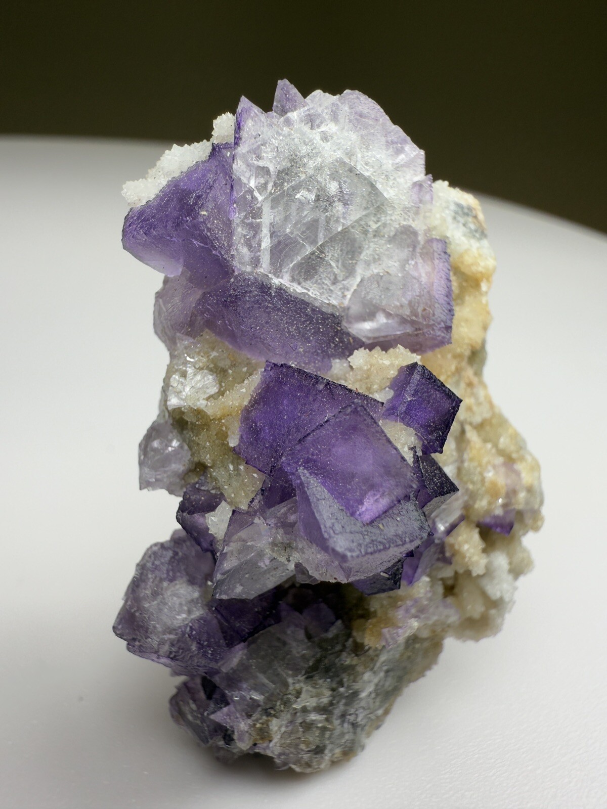 STUNNING El Filo Purple Cubic Fluorite on Druzy Quartz Matrix • Mexico
