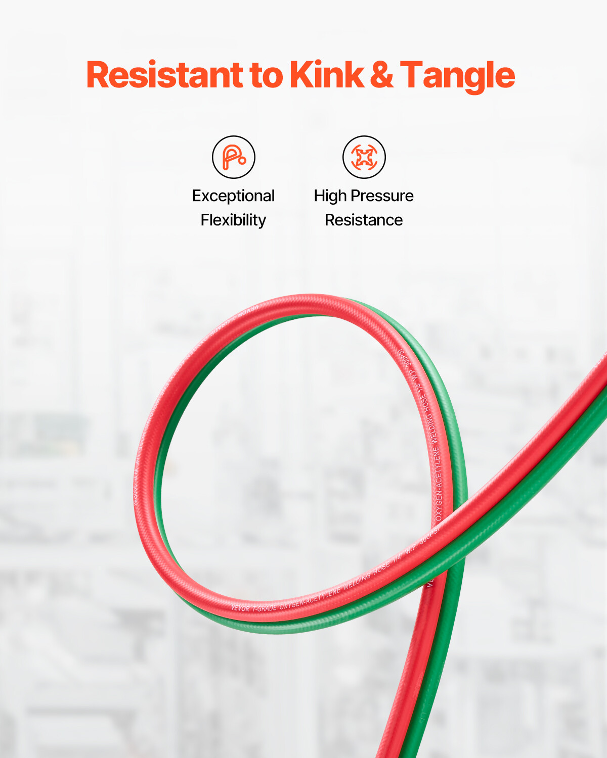 Oxygen Acetylene Hose 1/4-Inch x 100FT T Grade Hose 300PSI Max Working Pressure