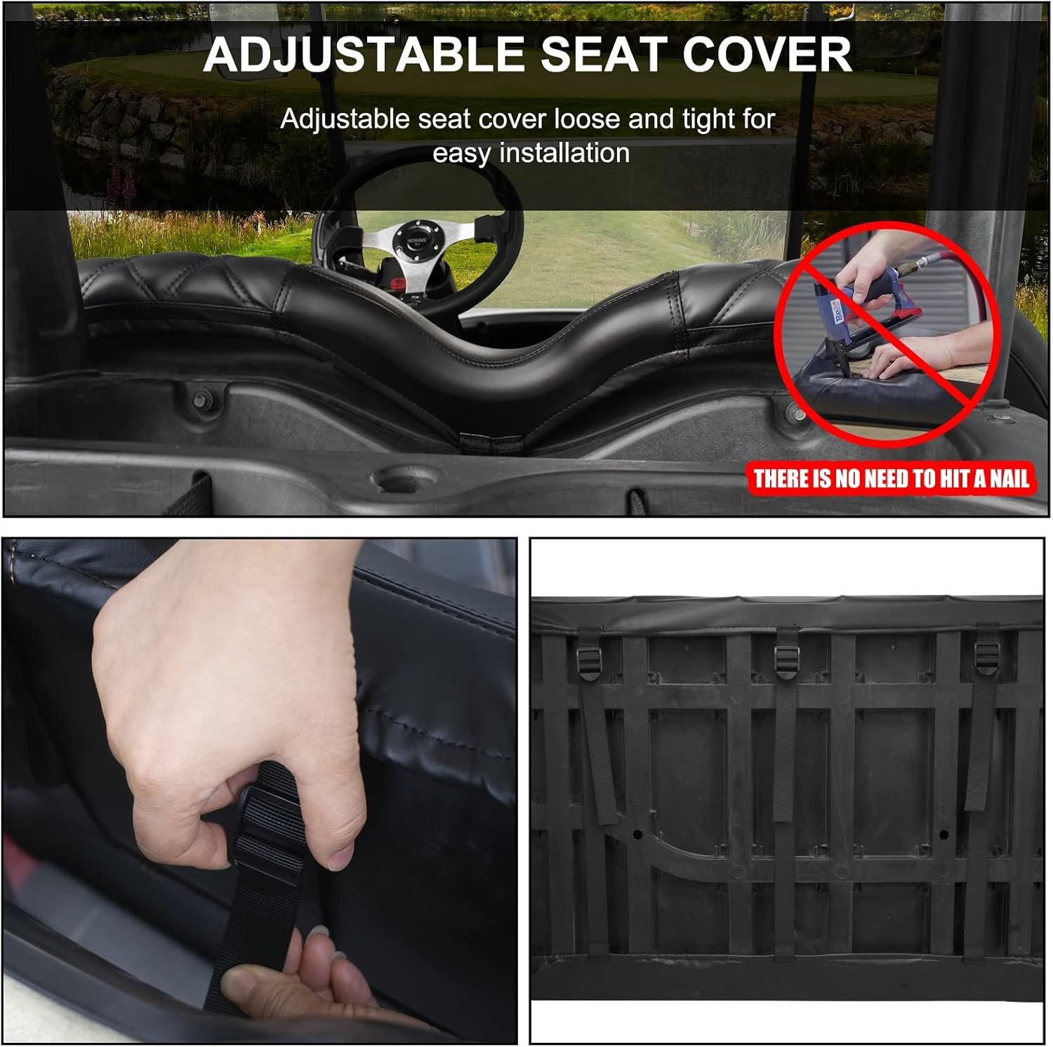 NOKINS Golf Cart Diamond Seat Covers Kit, Fit for Club Car Precedent OEM