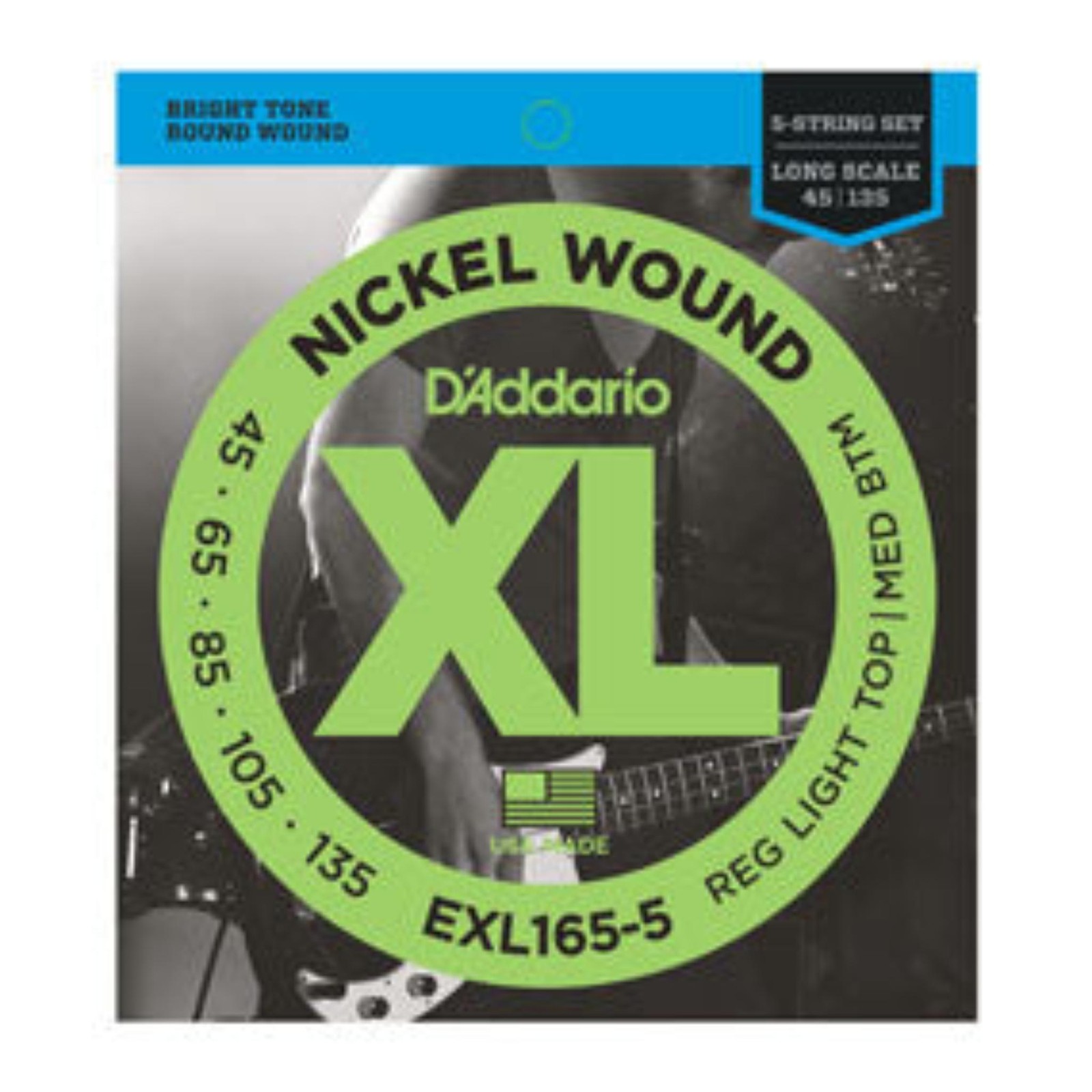 Used D'Addario EXL165-5 Nickel Wound 5-String Bass, Custom Light, 45-135, Long S