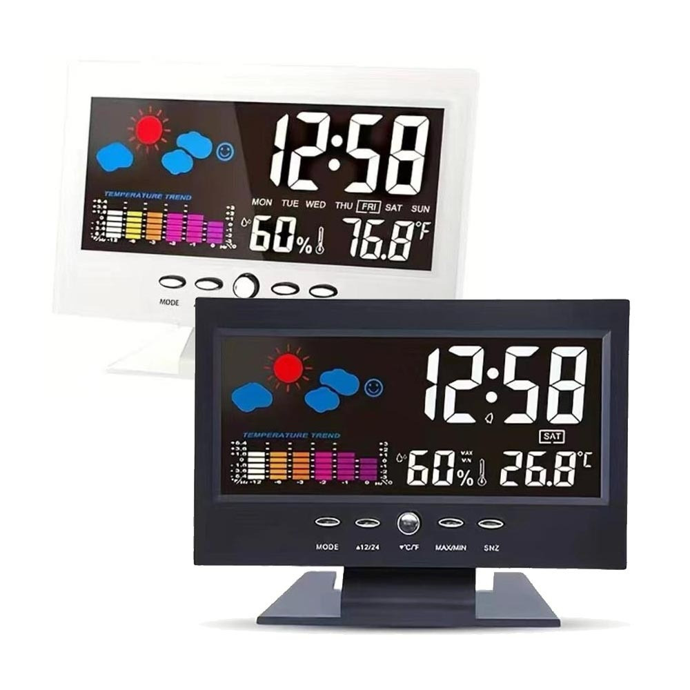 Weather Station Wireless Indoor Outdoor Thermometer,Alarm Clock (white)