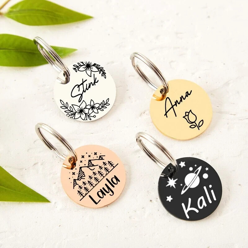 CUSTOM ENGRAVED PERSONALIZED PET TAG ID DOG CAT NAME TAGS DOUBLE SIDE