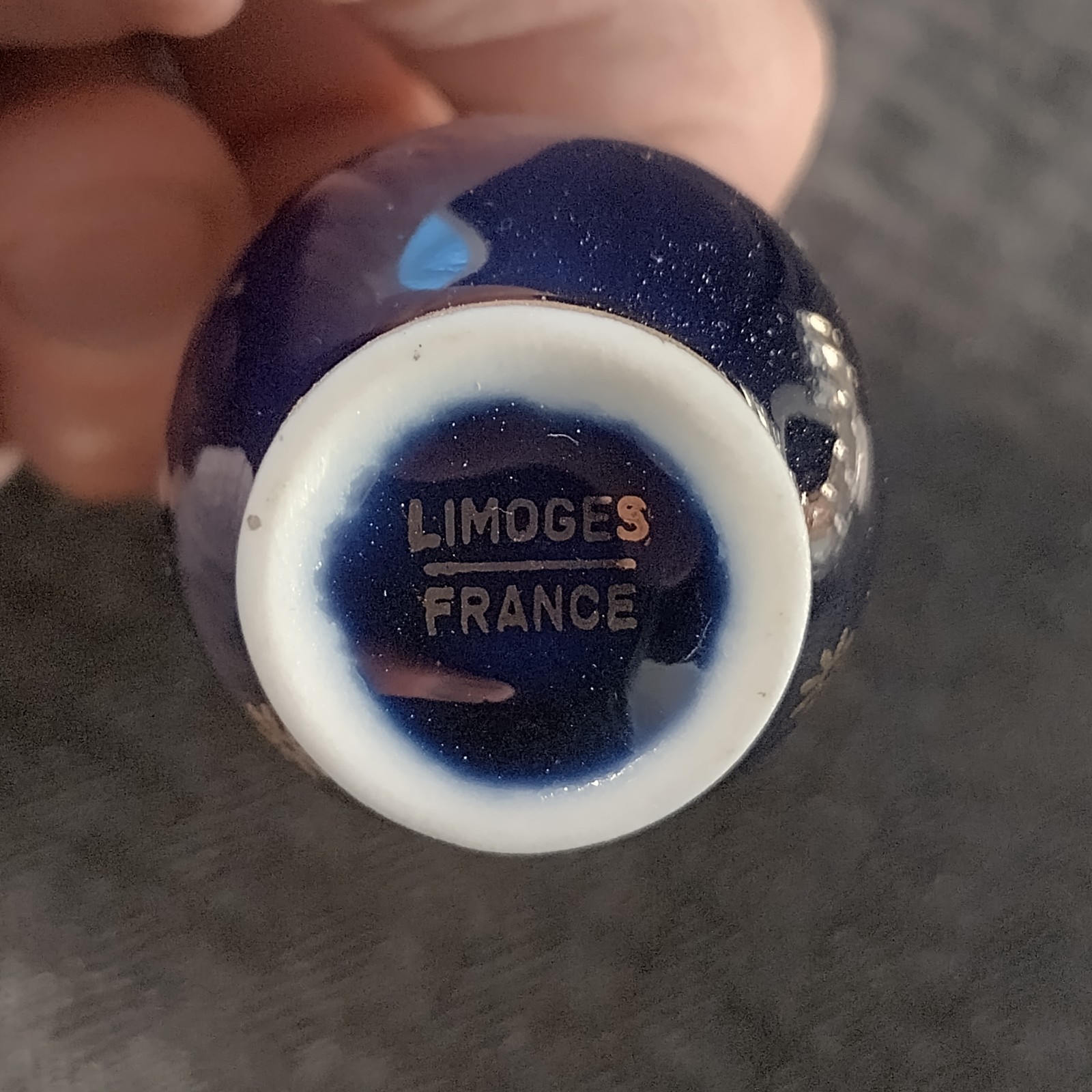 Limoges Cobalt Blue and Gold Miniatures Courting Couple Set Of 7 Pieces