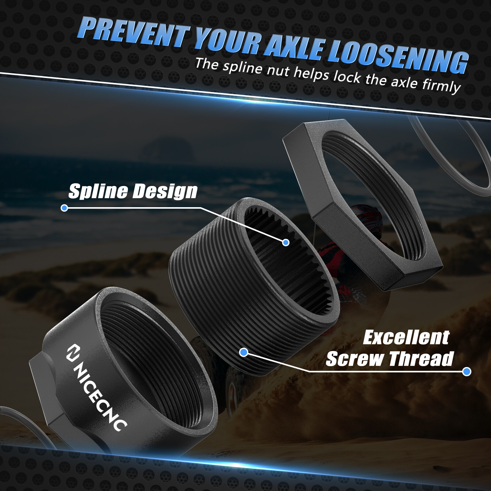 Rear Axle Lock Jam Nut Kit For Honda TRX400EX TRX300EX TRX400X TRX300X TRX250X