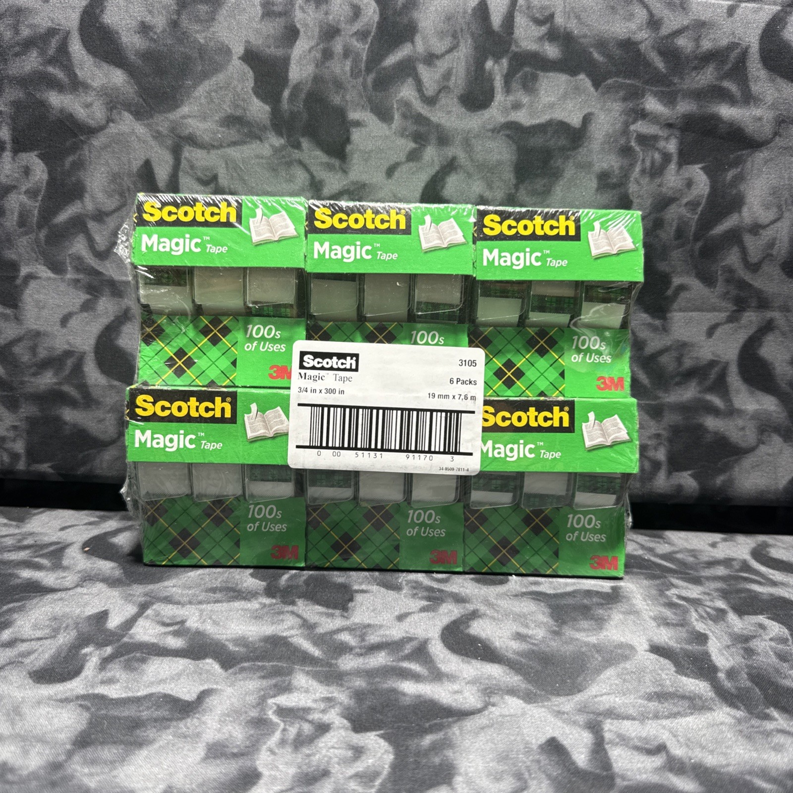 18 ROLLS Scotch Magic Tape 3105 3/4" x 300" Total 5400"  LOT of Six 3-packs