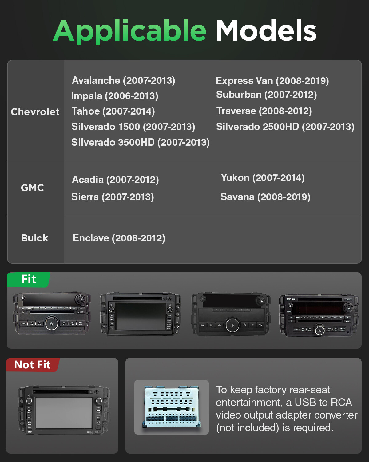 Plug&Play 8" Car Stereo Radio Apple Carplay Android 13 GPS Nav For GMC Chevrolet