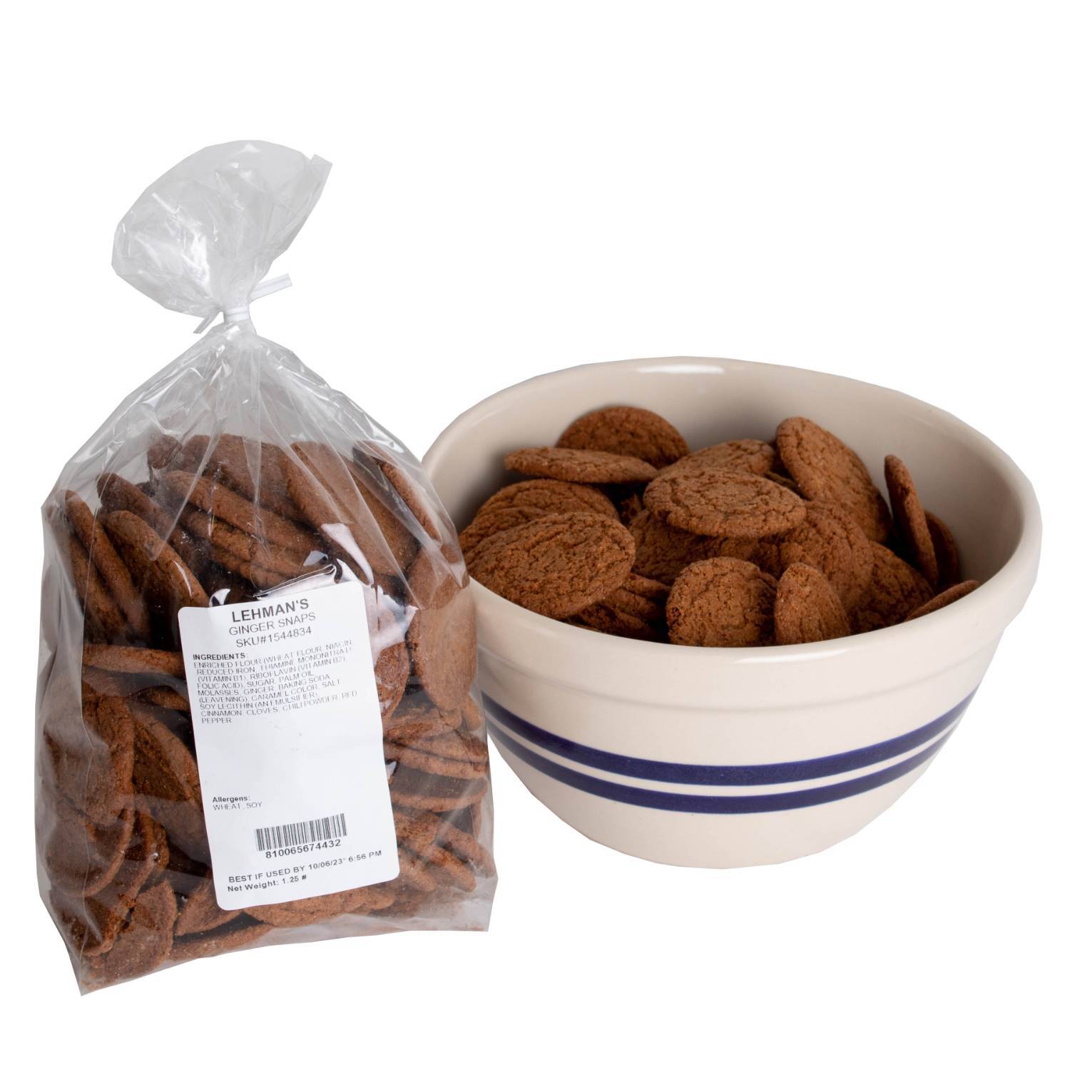 Lehman's Ginger Snaps Cookies, Crispy Crunchy Classic, 2 Pack of 1.25 lb Bags