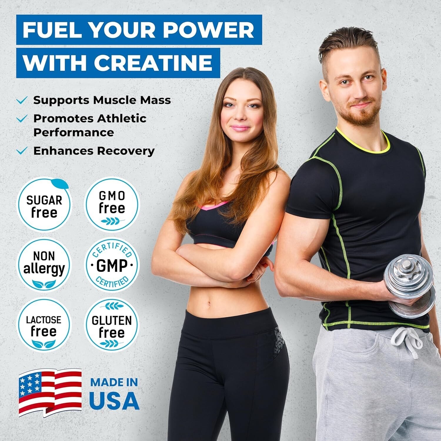 InstaSkincare Creatine Monohydrate Powder for Muscle Gain 1.1 LB