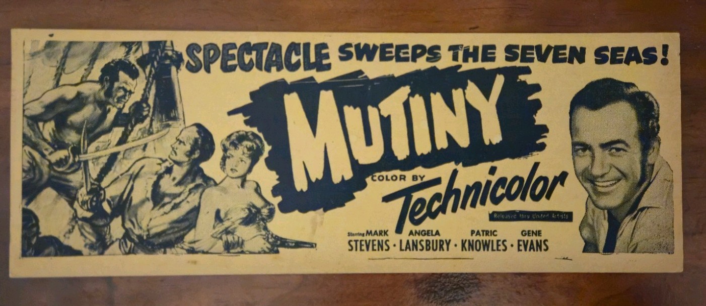 Extremely Rare 1952 MUTINY Movie Herald Angela Lansbury Mark Stevens Technicolor