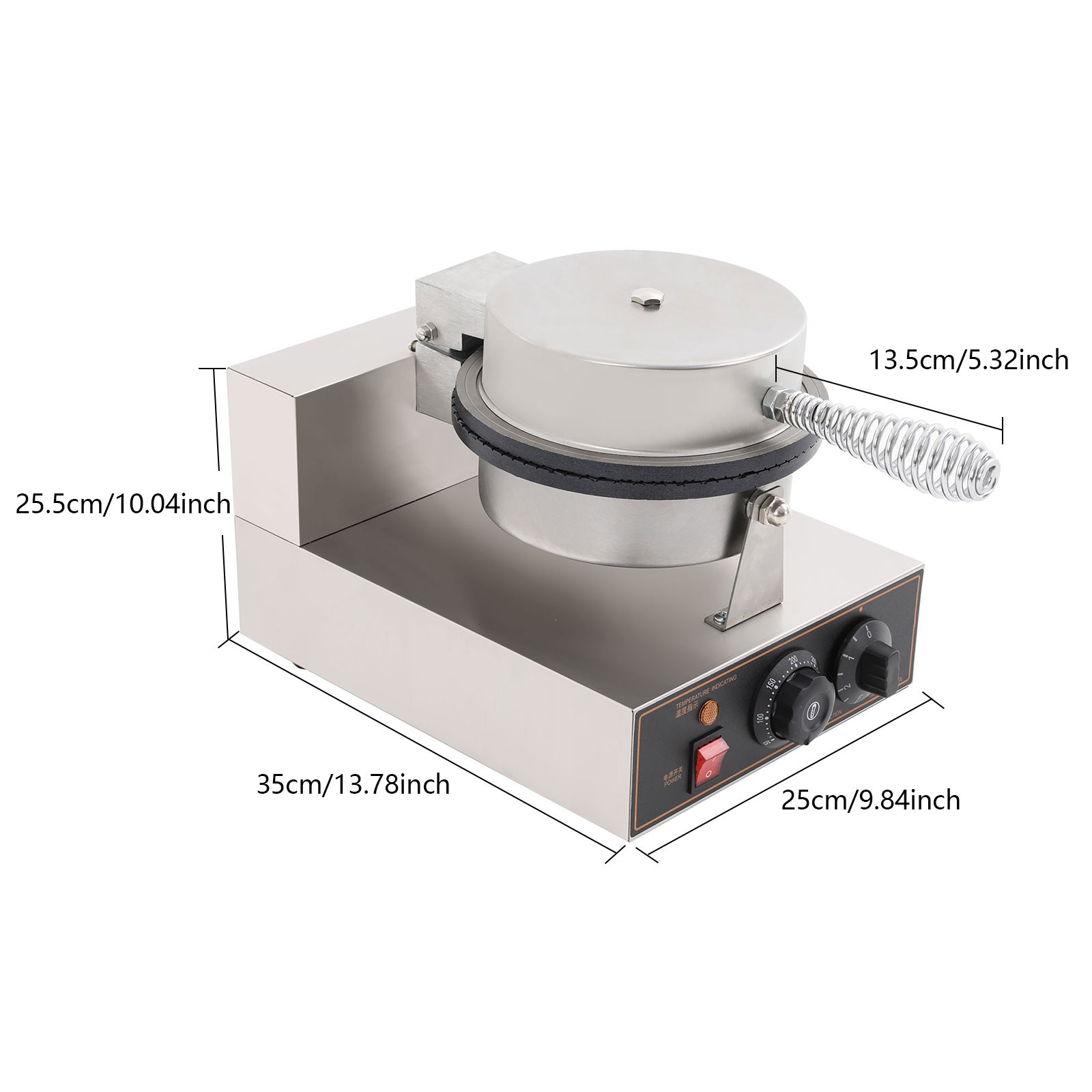 Commercial Electric Waffle Cone Maker 1200W Egg Roll Machine w/ Cone Mold