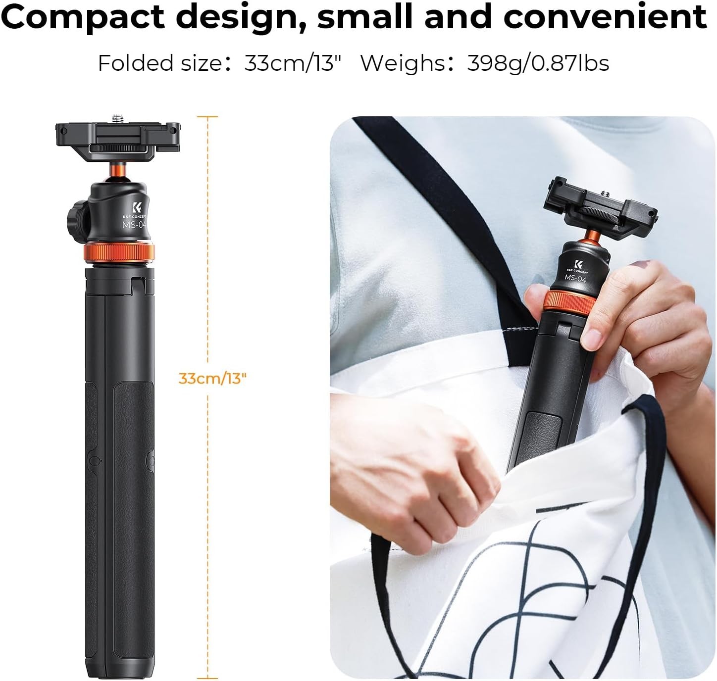 K&F CONCEPT 62'' Phone Selfie Stick Tripod for Phone/GoPro/Camera with Remote