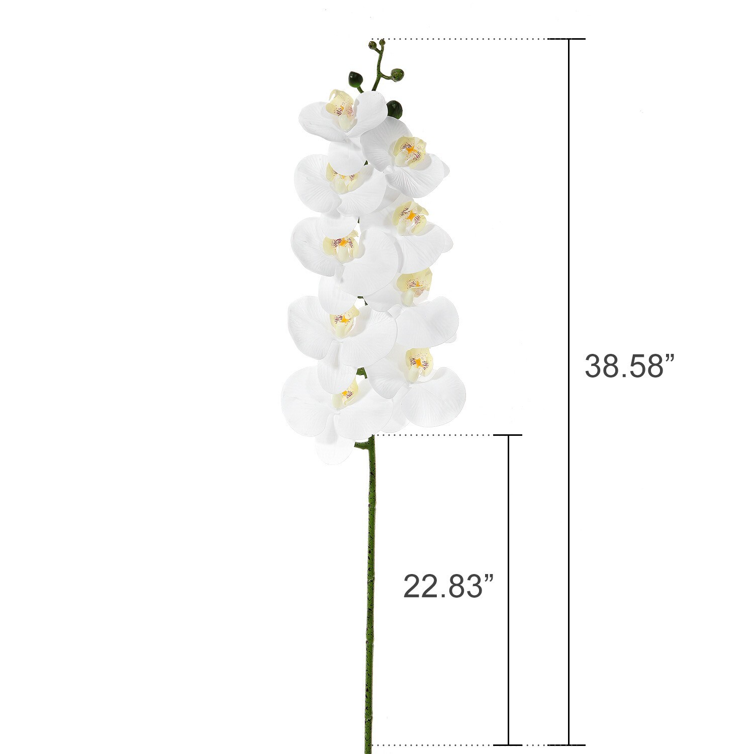 EZFLOWERY 2 Pcs 38’’ Artificial Real Touch Orchids Flowers 9 Heads Latex, White
