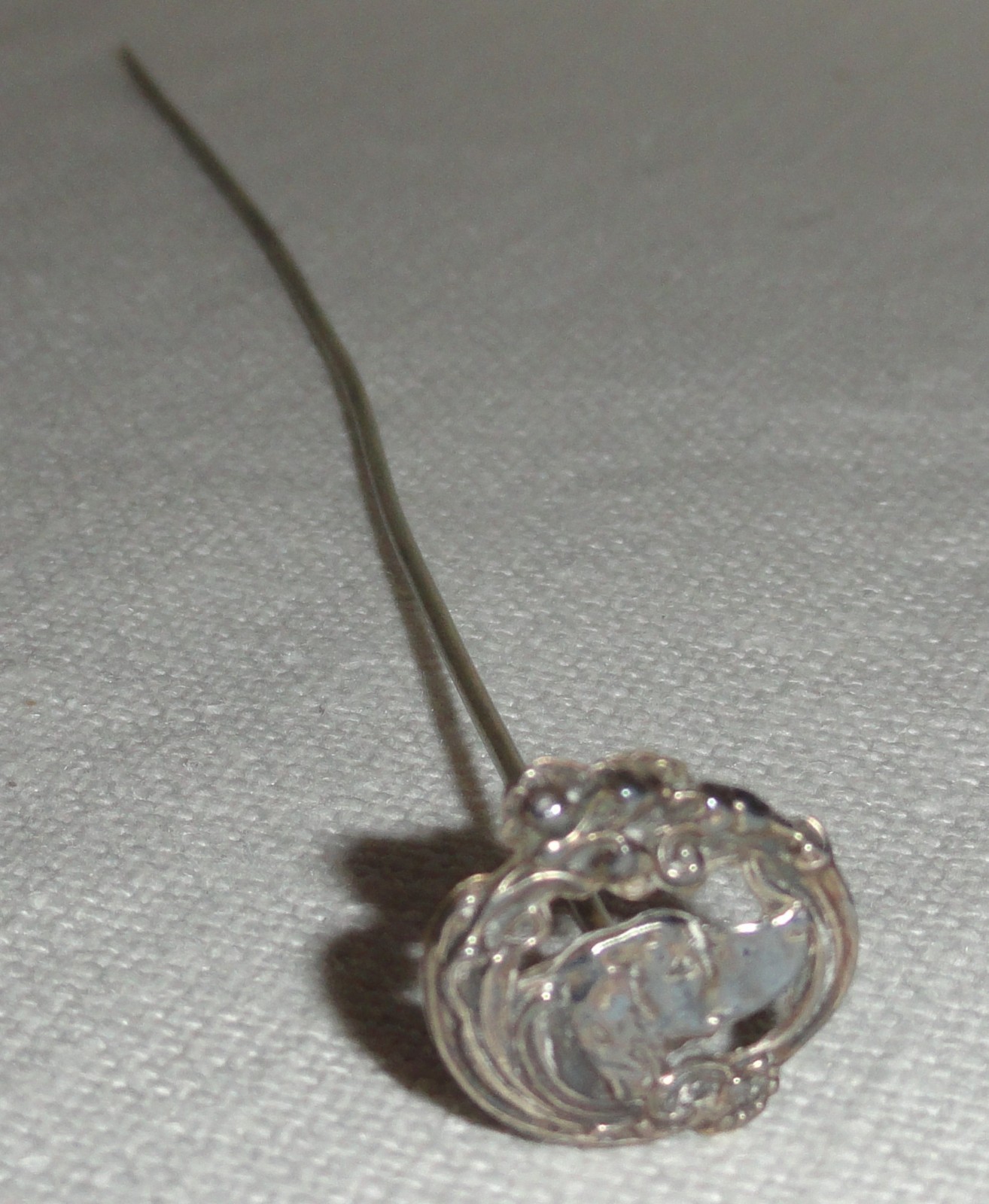 Art Nouveau Hatpin ~ Rare Sterling Silver Dog ~ Retriever ~ Labrador Golden Pup