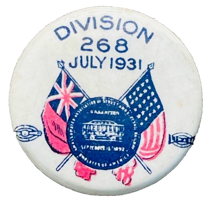 Antique USA Pin 1931 Division 268 Vintage Round Metal Military Patriotic Pinback