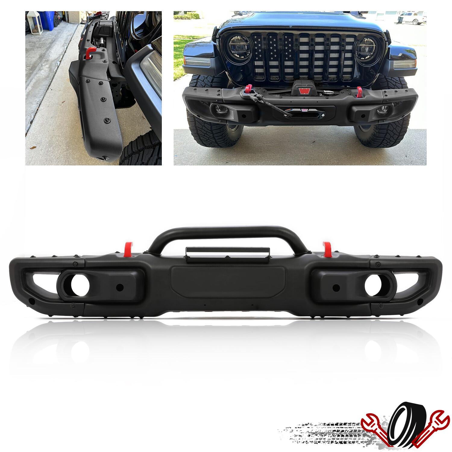 For Wrangler JL Rubicon / Gladiator 2018-2023 Steel Front Bumper Kit 10th Style