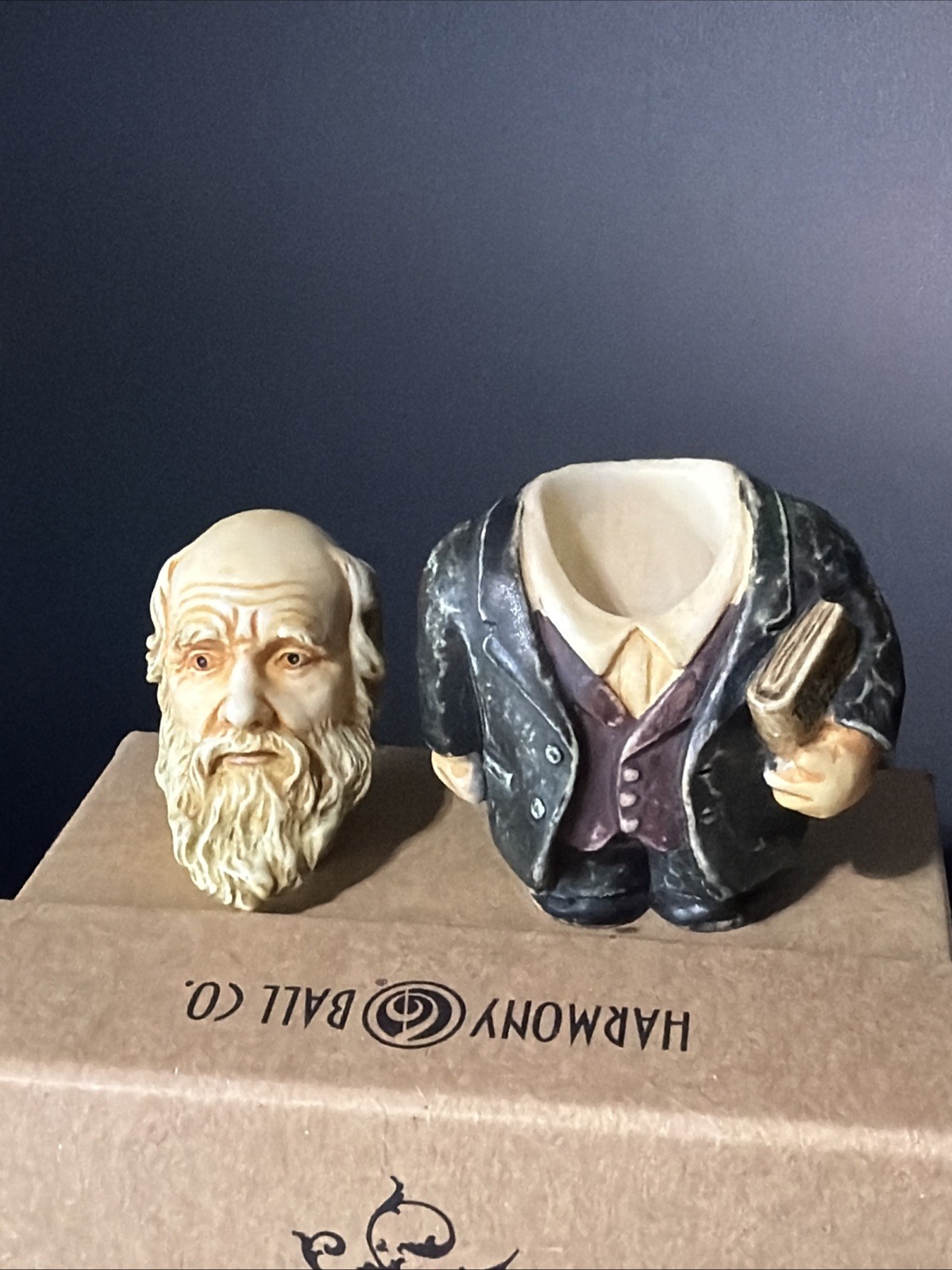 Charles Darwin Pot Belly Harmony Kingdom Retired Figurine w Box Scientist