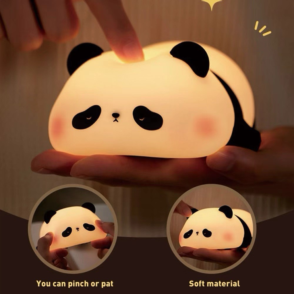 Rechargeable Silicone Pat Lamp Cute Panda Lamp LED Sleep Night Light Gift Kids
