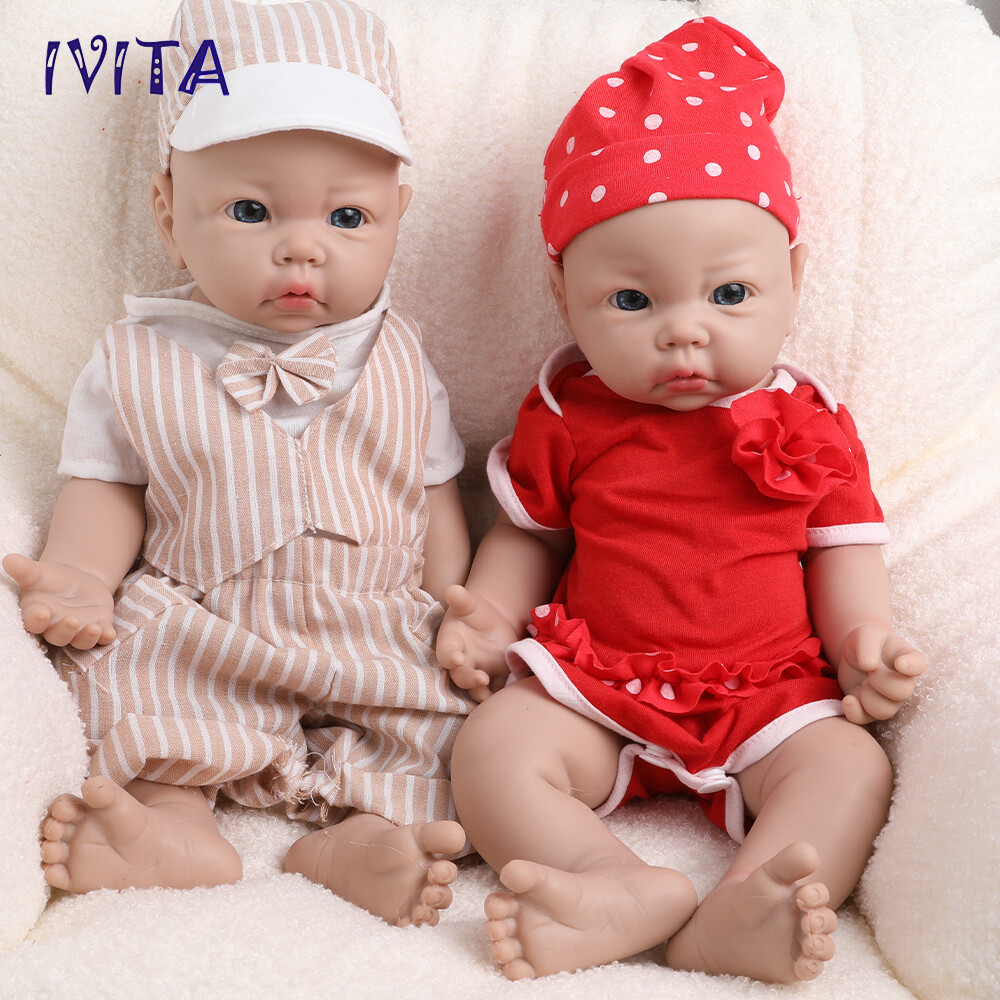 IVITA 17" Soft Silicone Reborn Baby Boy / Girl Newborn Squishy Silicone Doll
