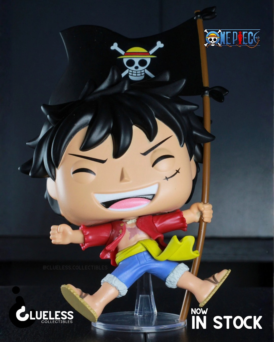 Funko Pop! One Piece Luffy with Flag #2214 Exclusive And Pop Protector