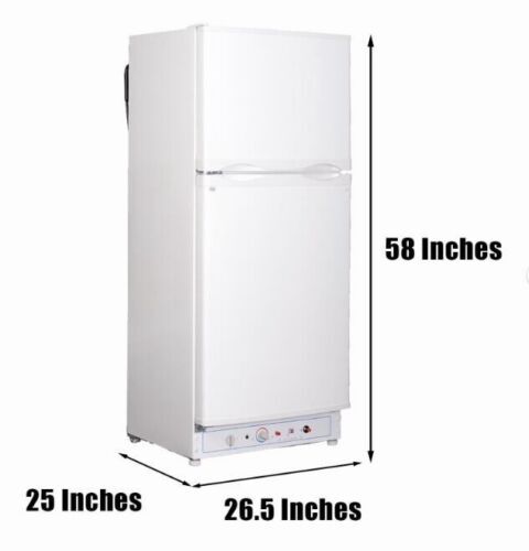 Propane Gas Fridge Top Upright Freezer Fridge Compact Camper RV Cooler AC