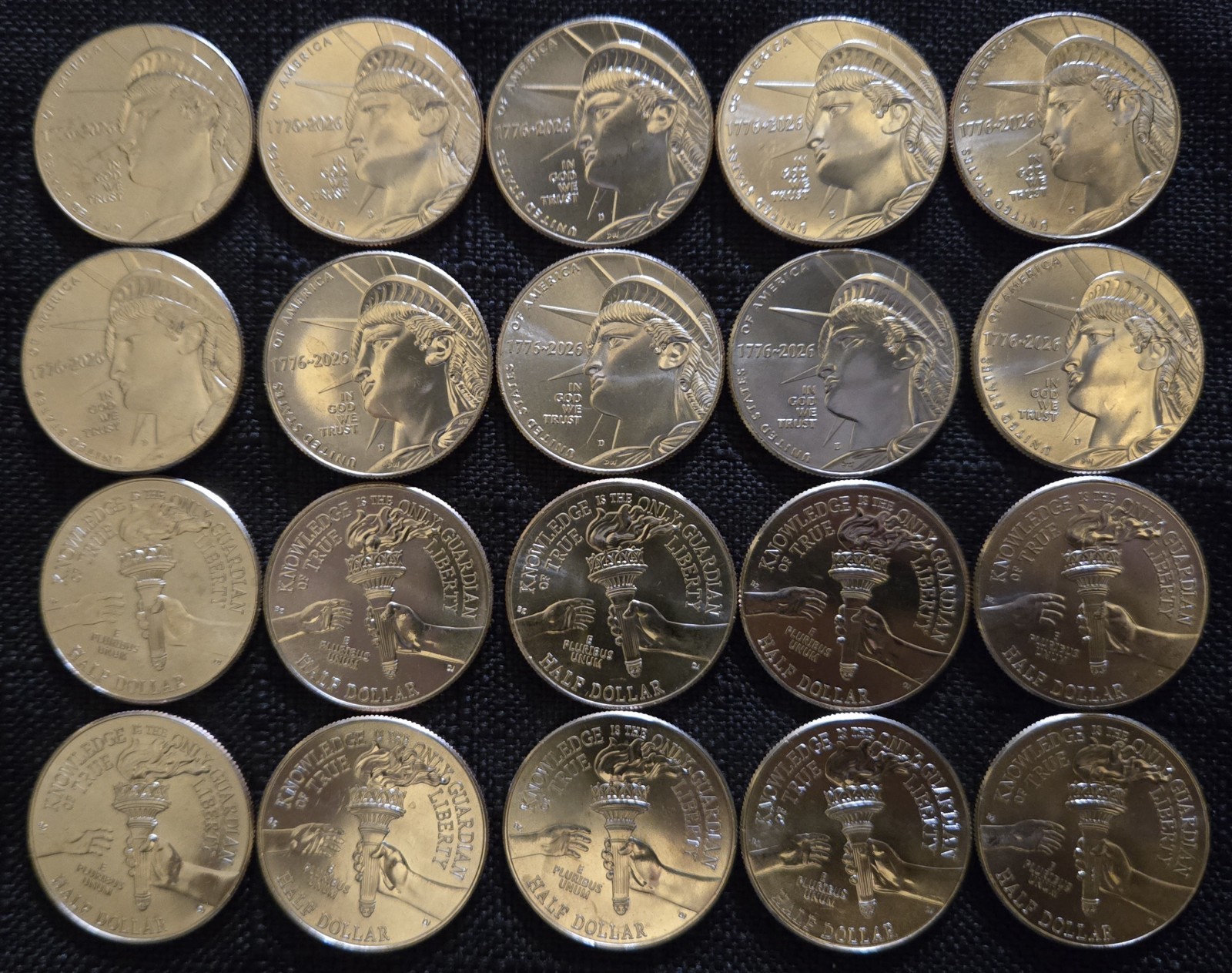 2026 D Enduring Liberty Half Dollar rolls. $10 Face Value. 20 Coins.