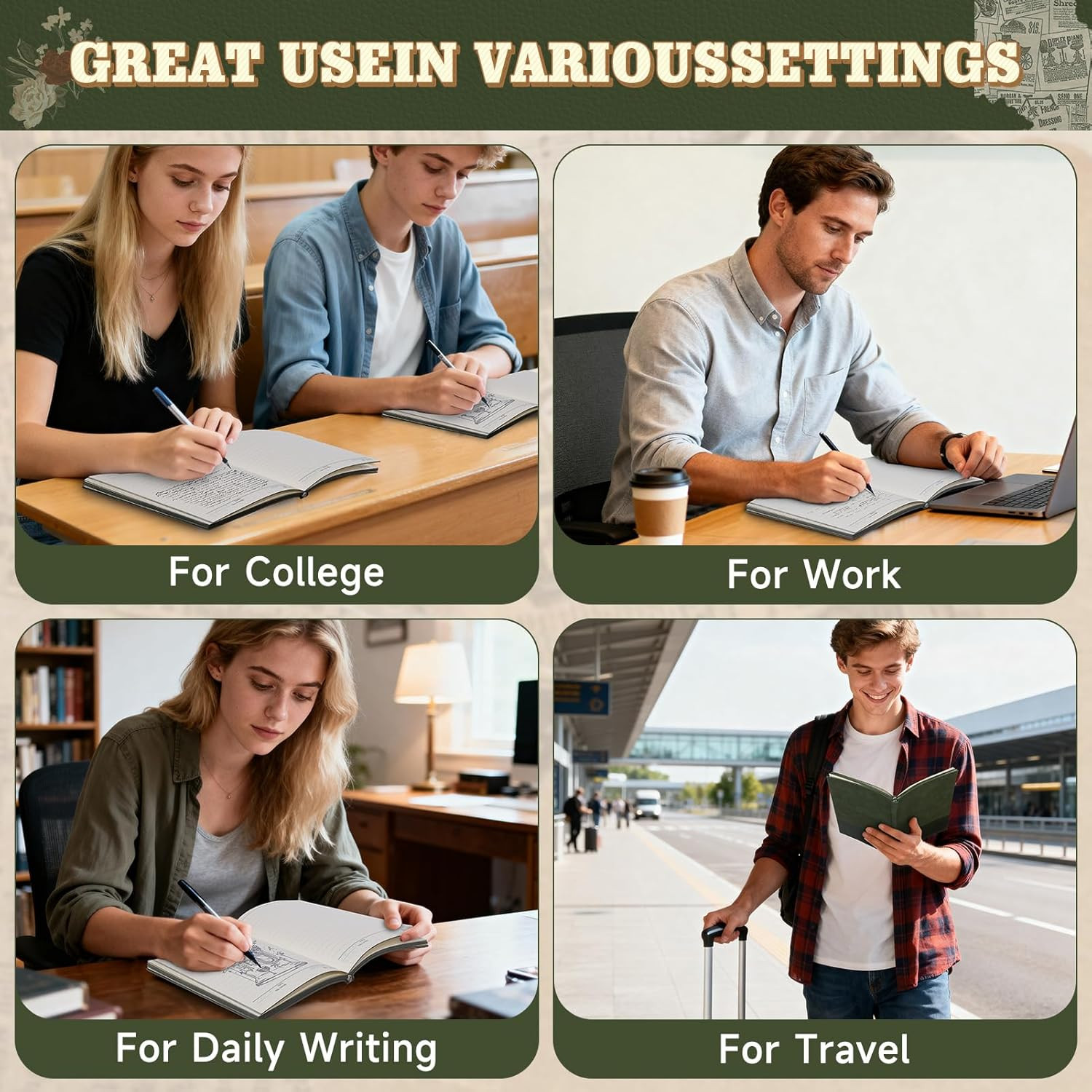 Leather Vintage Lined Journal Notebook,Leather Softcover Lined Journal Notebooks