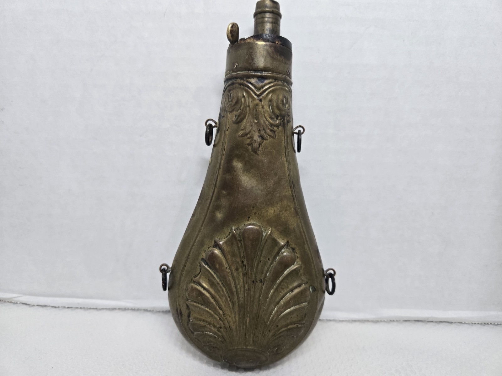 Embossed Scallop Shell Gunpowder Flask - Circa 1860s - US Civil War Era